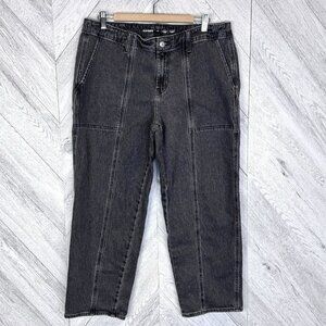 Old Navy Jeans Boyfriend Loose Womens Size 14 Patch Pockets Ankle Black Denim